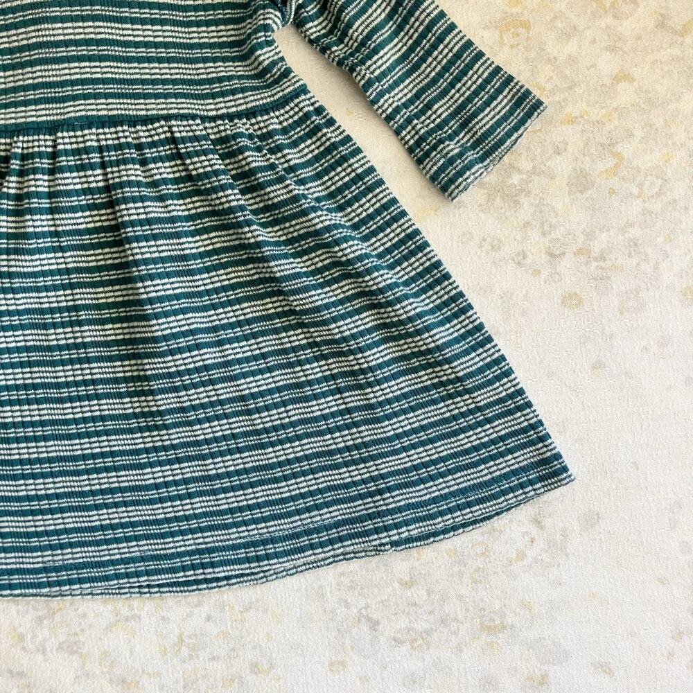Kate Quinn baby Girl 6-12 Mos Dress Long Sleeve Green Striped Ruffle Casual - Picture 5 of 6